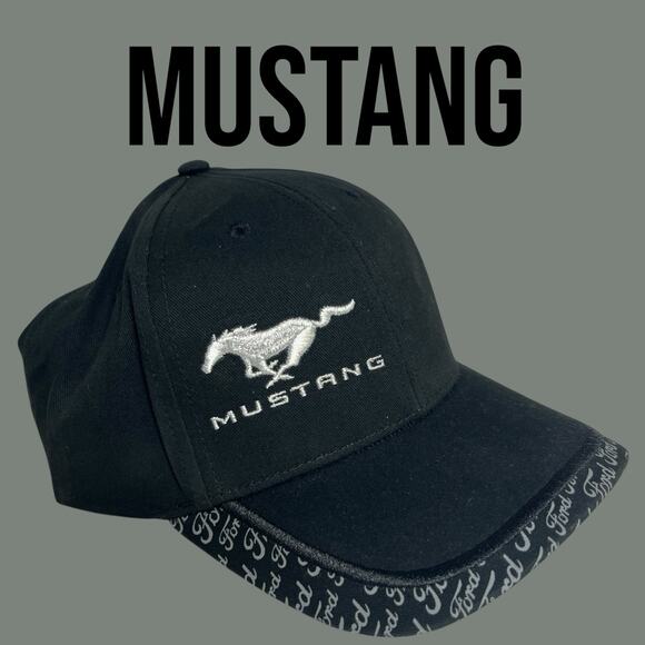 Ford Mustang Logo Embroidered Fitted Baseball Cap Hat - New - Picture 1 of 11